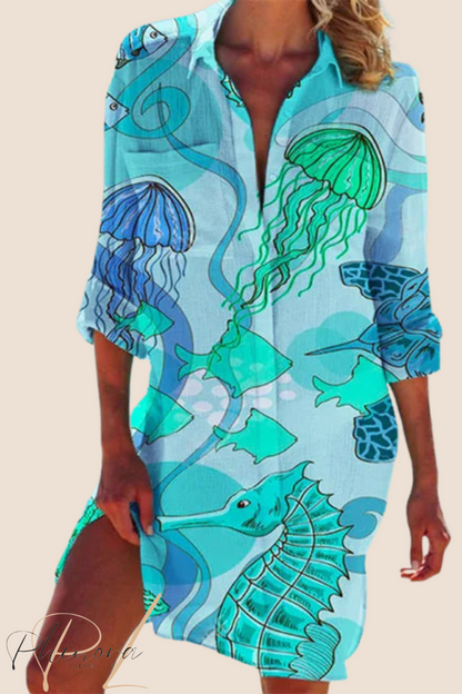 Elva | Ocean Dream Shirt Dress