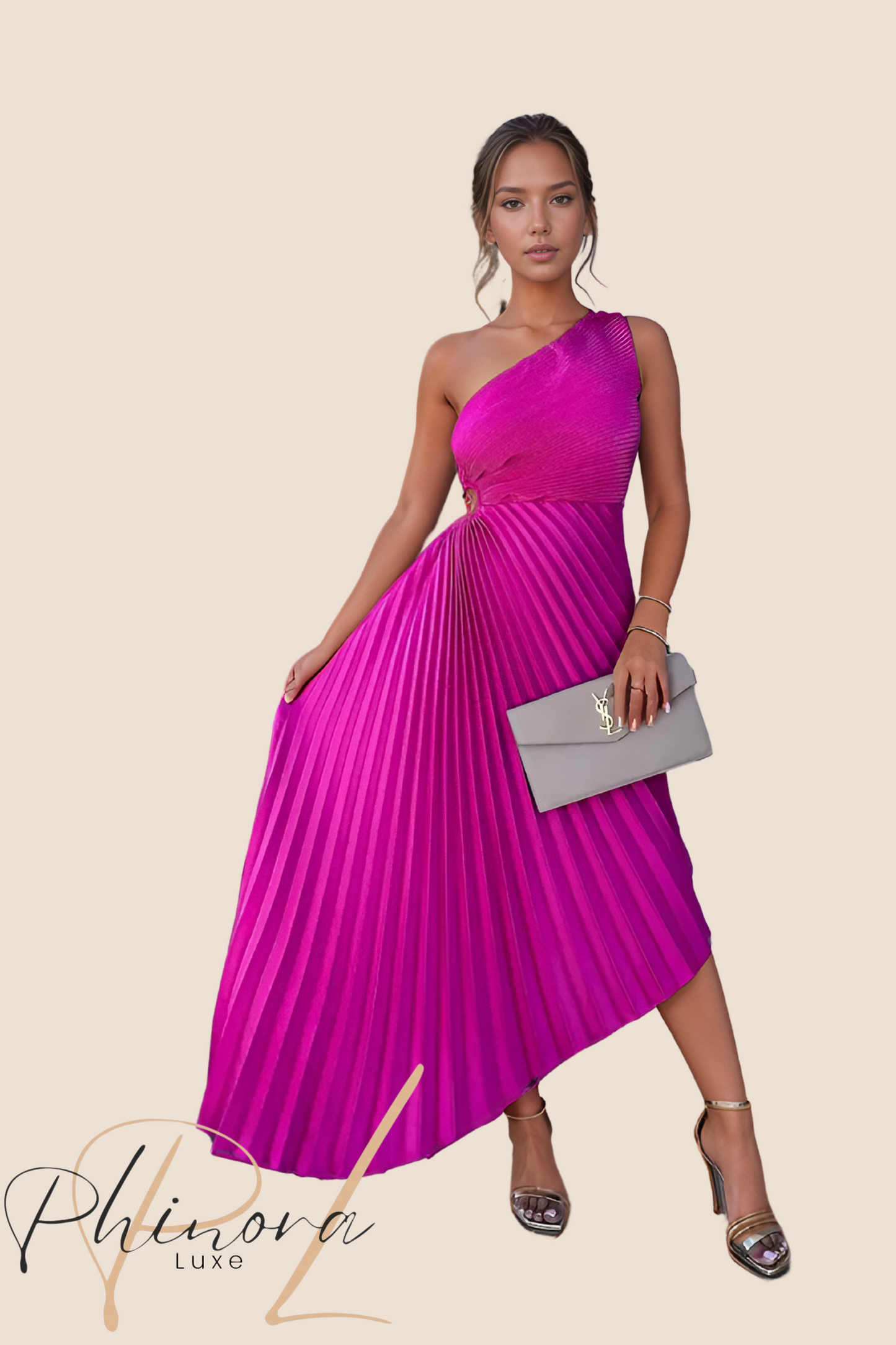 Yara | Plissé One-Shoulder Dress